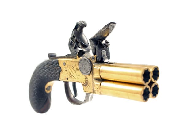 A Scarce 4 Barrelled Pocket Pistol by Mortimer.