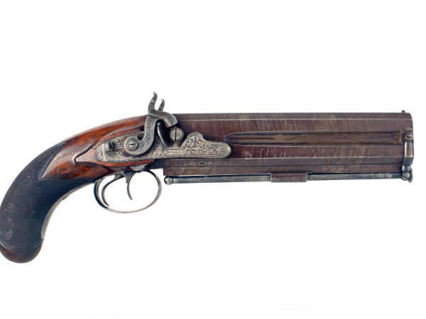 A Percussion Over & Under Pistol by W. Jones