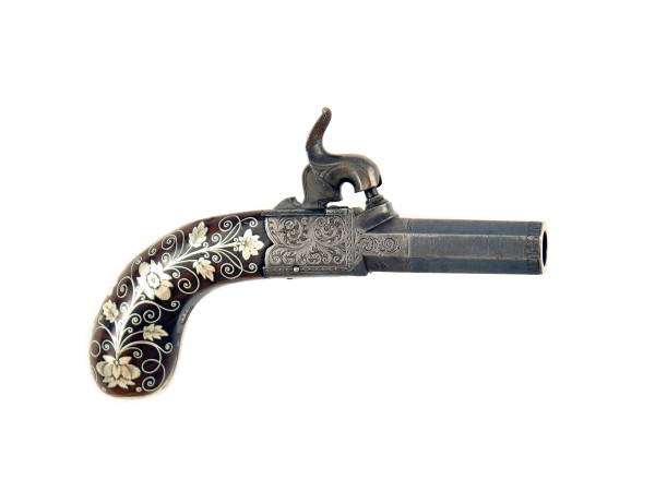 A Beautiful Silver Inlaid Pocket Pistol by Smith, London.