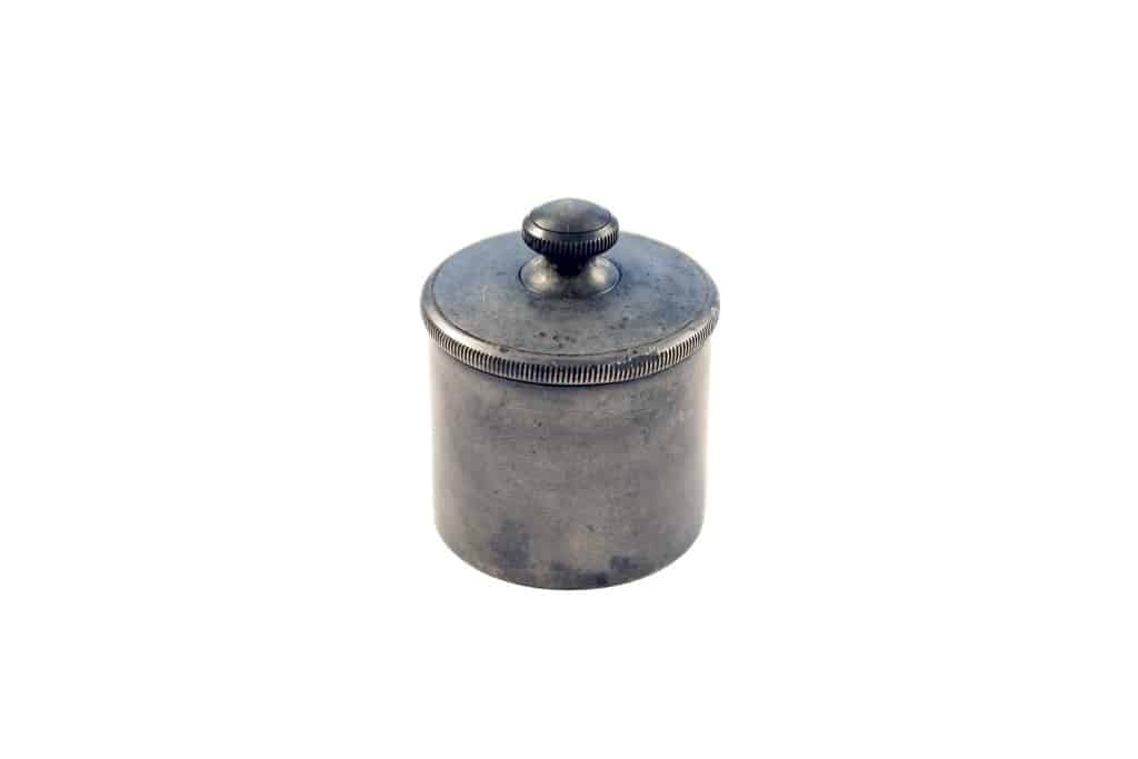 A Large Pewter Oil Bottle.