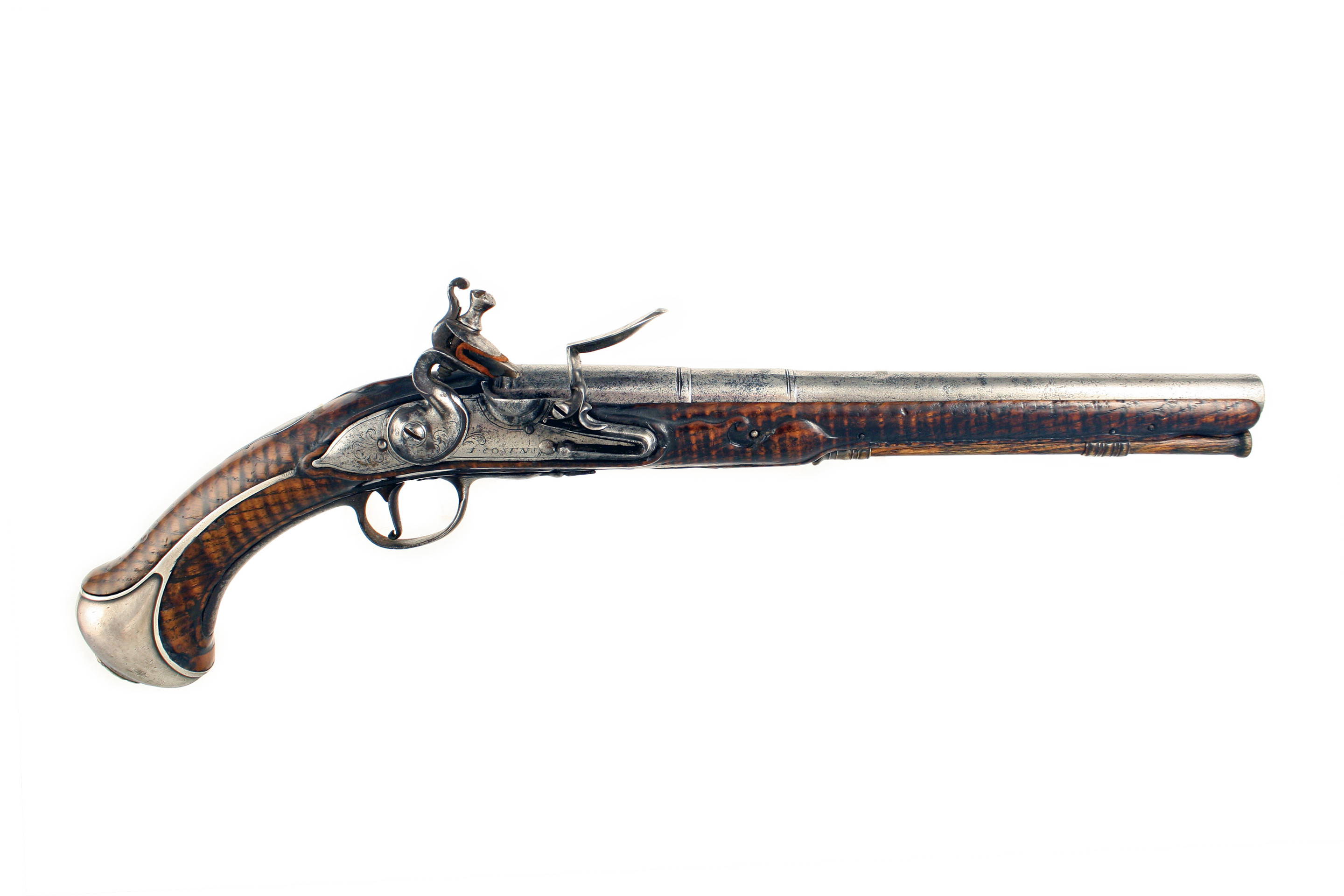 An Early Pair of Flintlock Holster Pistols by Cosens, 1680. - Image 3