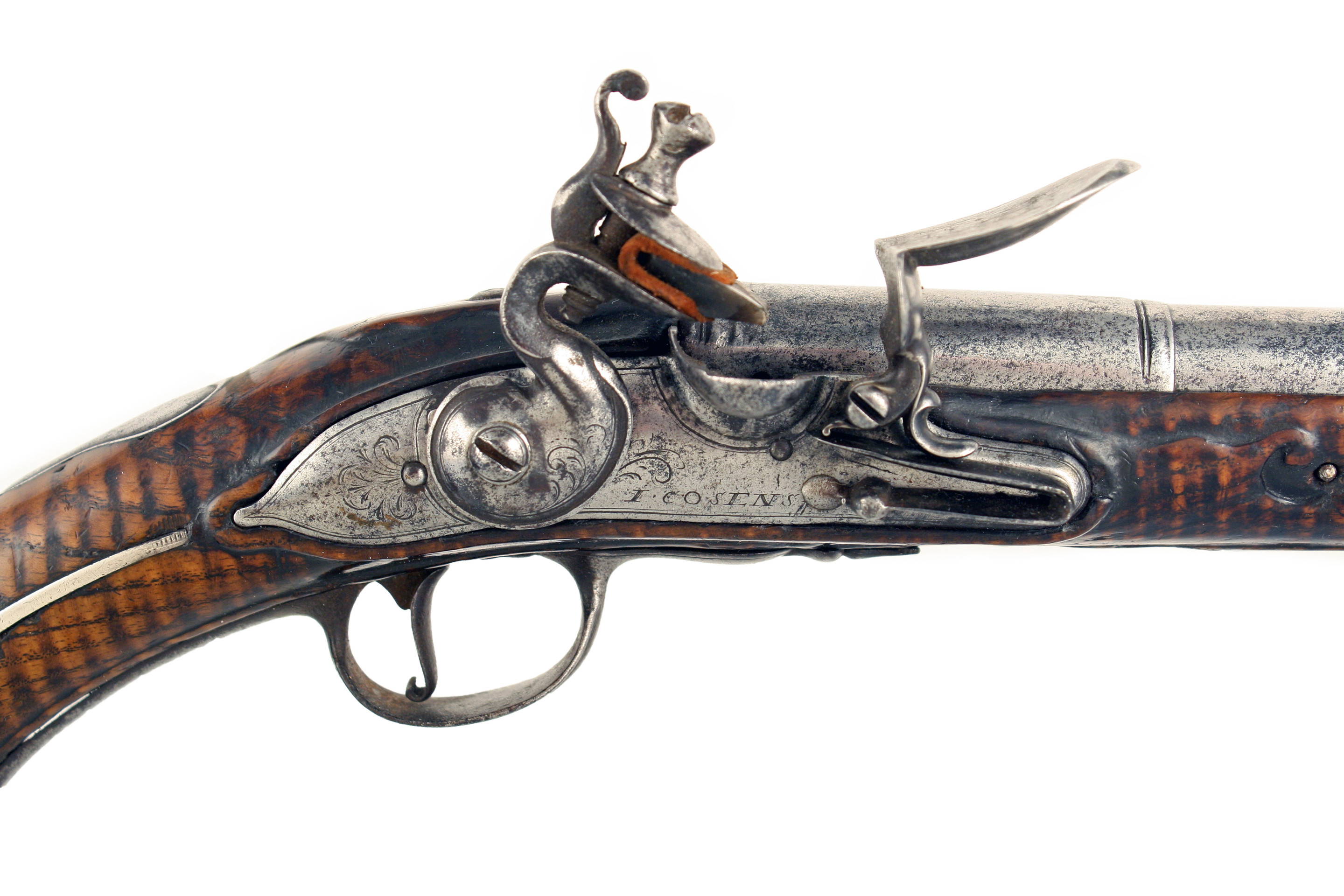 An Early Pair of Flintlock Holster Pistols by Cosens, 1680. - Image 6
