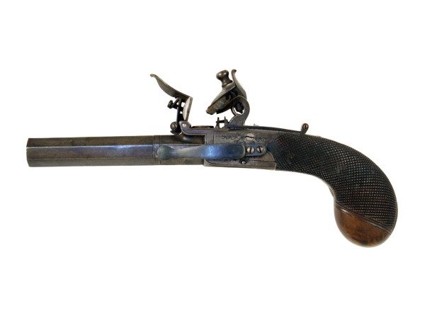 A Flintlock Pocket Pistol with Side Mounted Bayonet. - Image 3