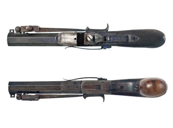 A Flintlock Pocket Pistol with Side Mounted Bayonet. - Image 4