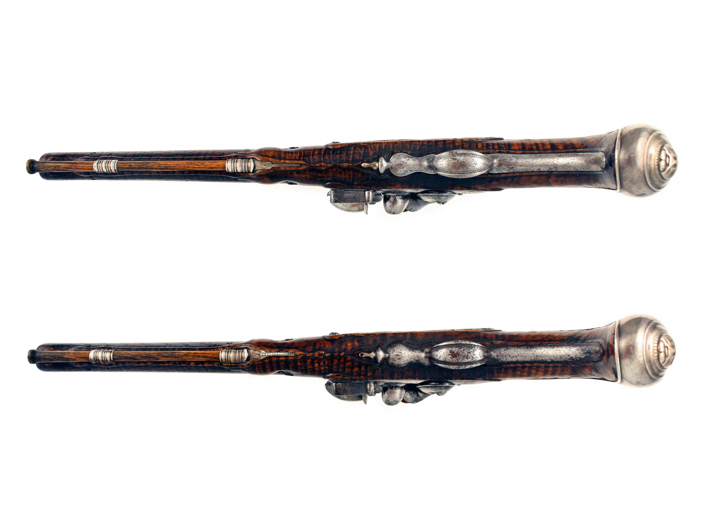 An Early Pair of Flintlock Holster Pistols by Cosens, 1680. - Image 7