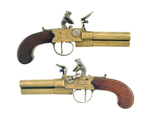 A Pair of 80 Bore Three Barrel Tap-Action Pistols by Twigg