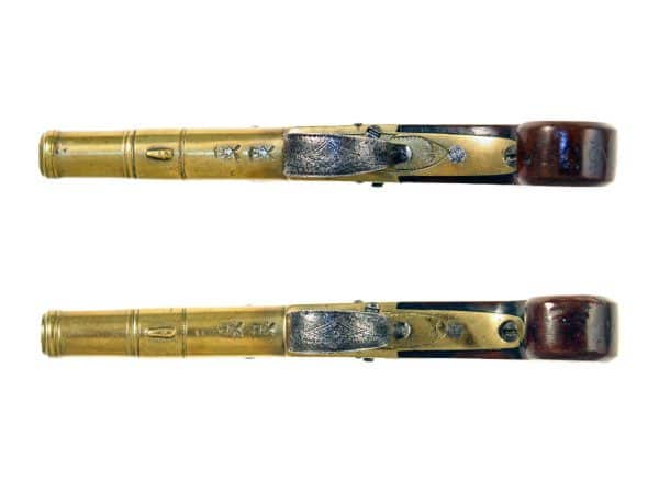 A Pretty Pair of Silver Inlaid Flintlock Pocket Pistols by Joyner. - Image 5