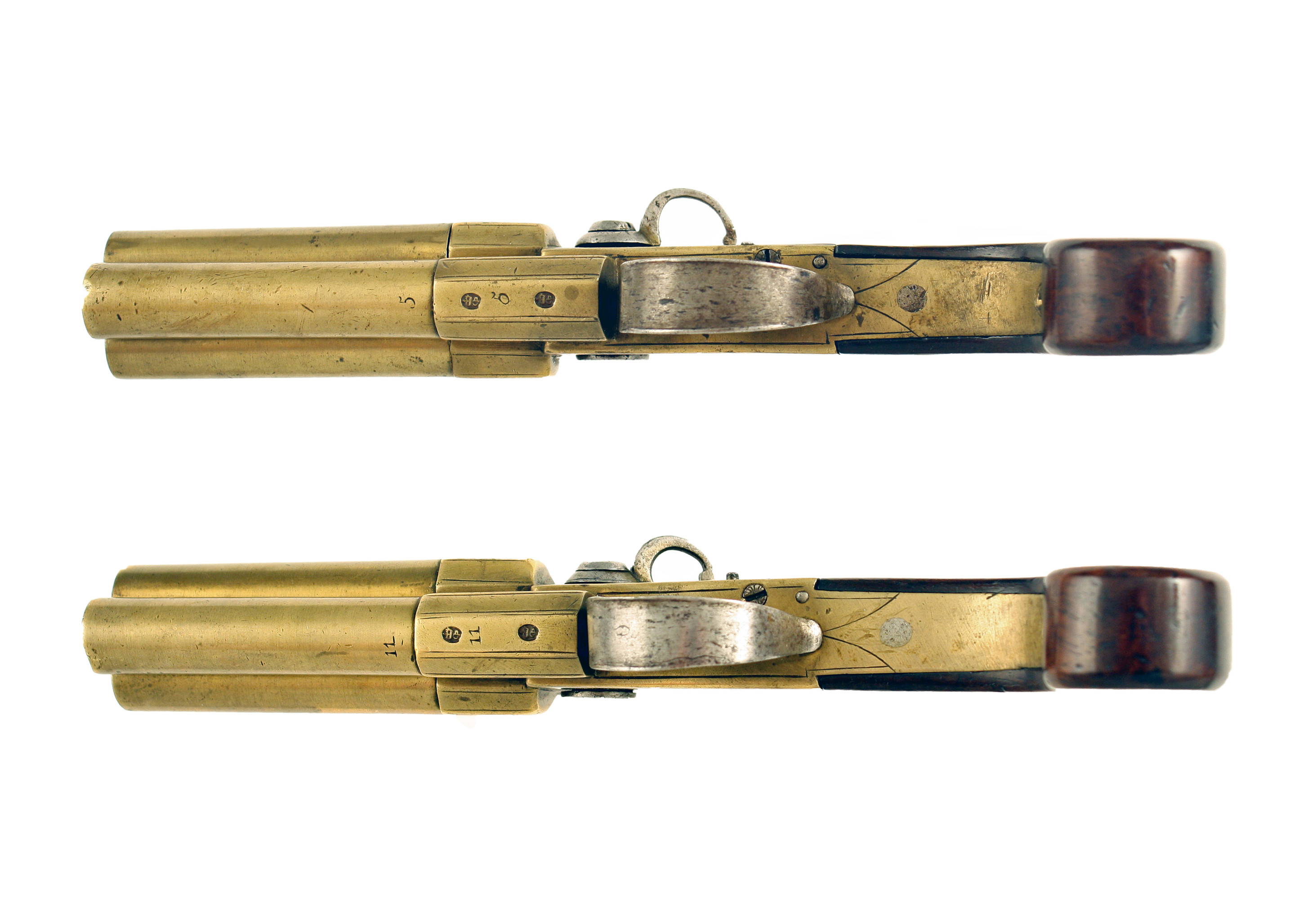 A Pair of 80 Bore Three Barrel Tap-Action Pistols by Twigg - Image 3