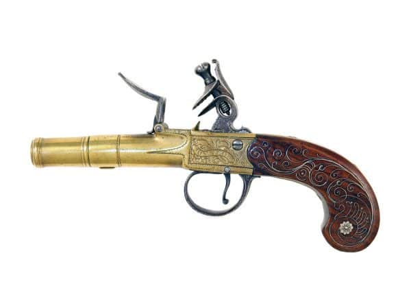 A Pretty Pair of Silver Inlaid Flintlock Pocket Pistols by Joyner. - Image 7