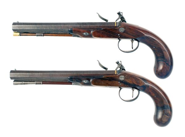 A Cased Pair of Flintlock Duelling Pistols by Wogdon & Barton of London. - Image 2