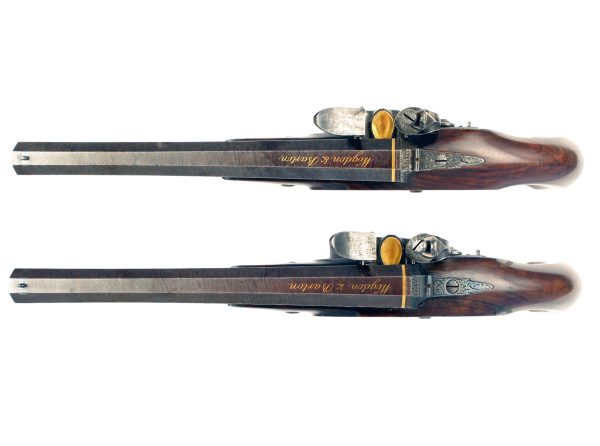A Cased Pair of Flintlock Duelling Pistols by Wogdon & Barton of London. - Image 8
