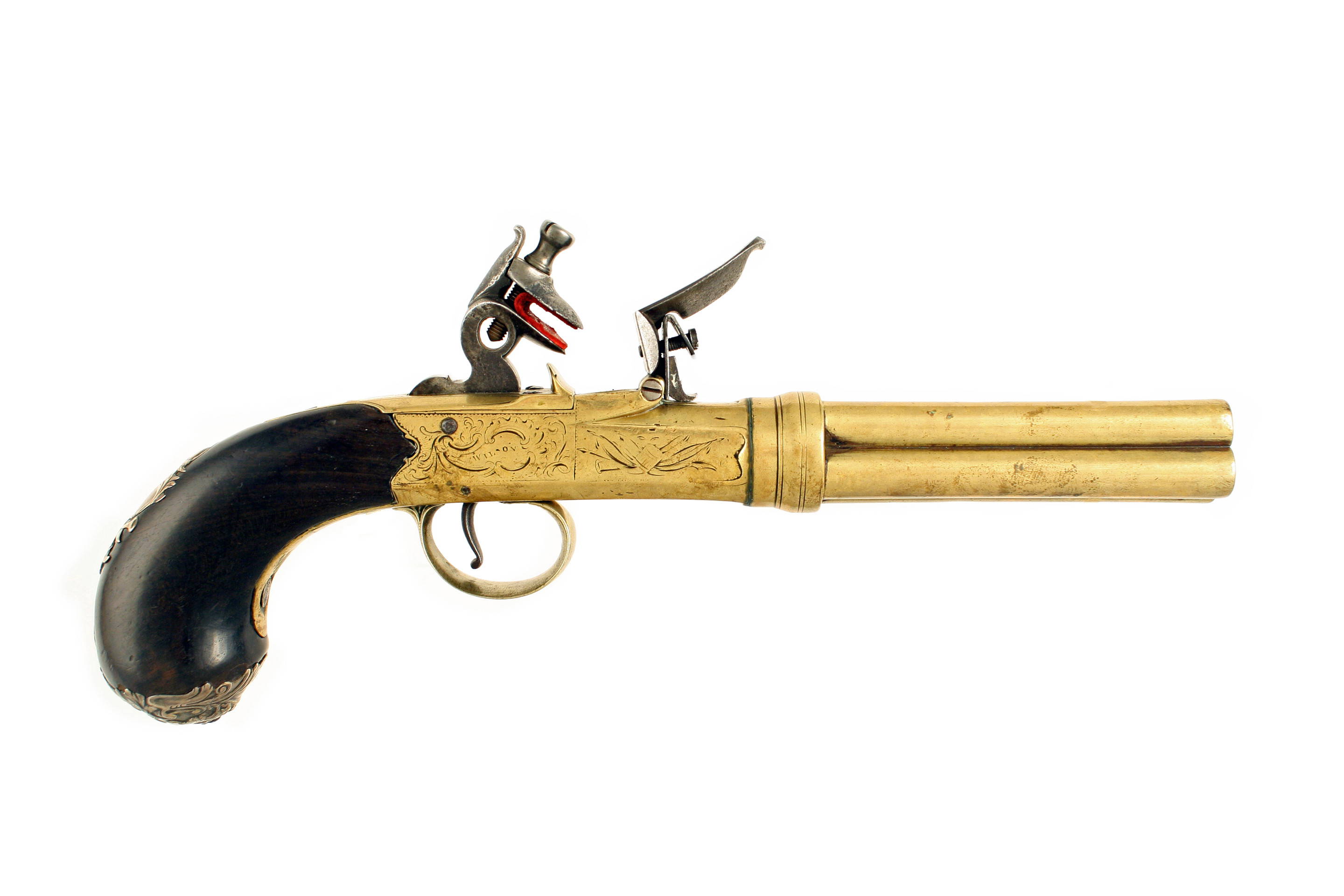A Flintlock Four-Barrel Volley Pistol
