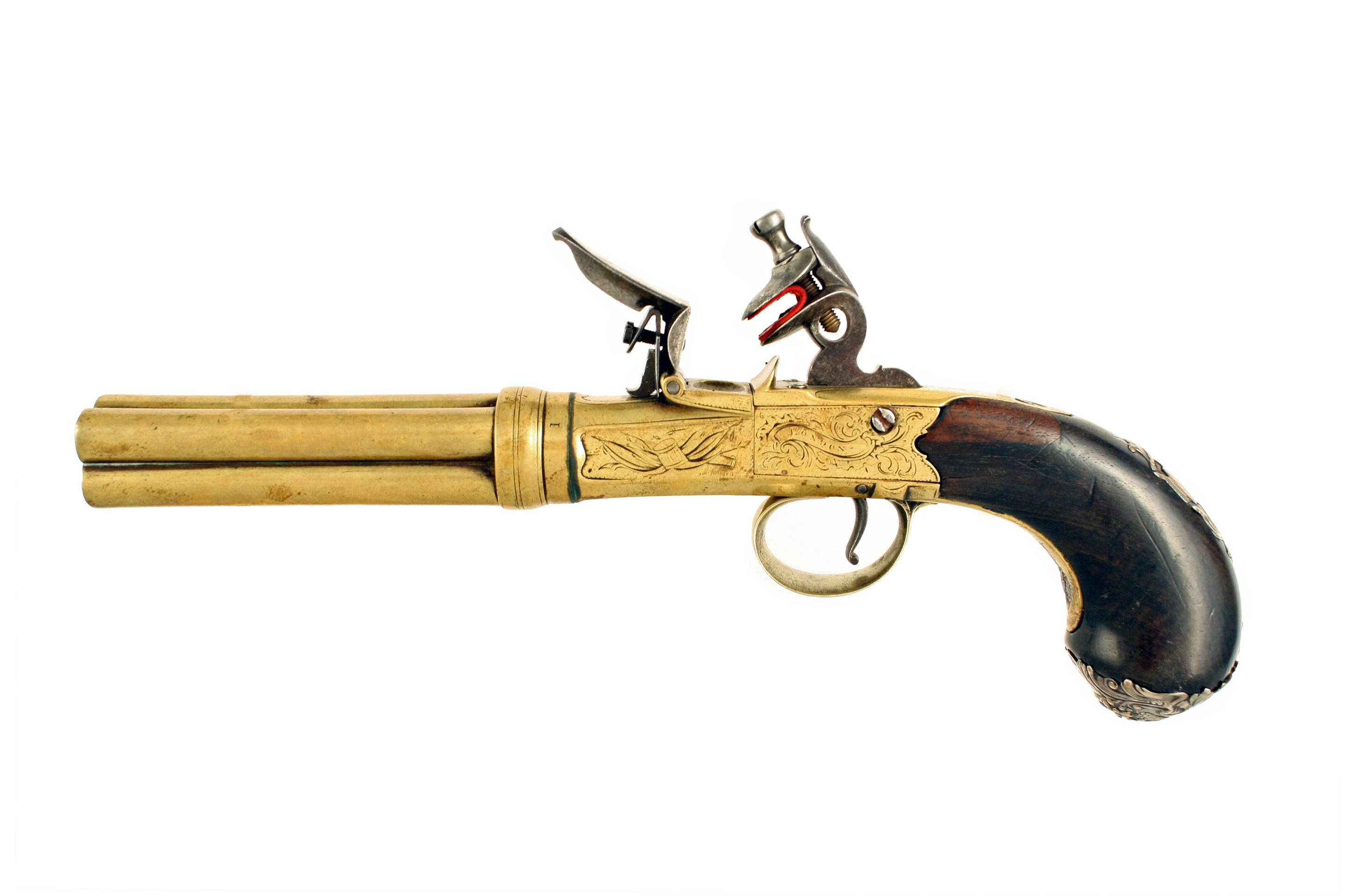 A Flintlock Four-Barrel Volley Pistol - Image 2