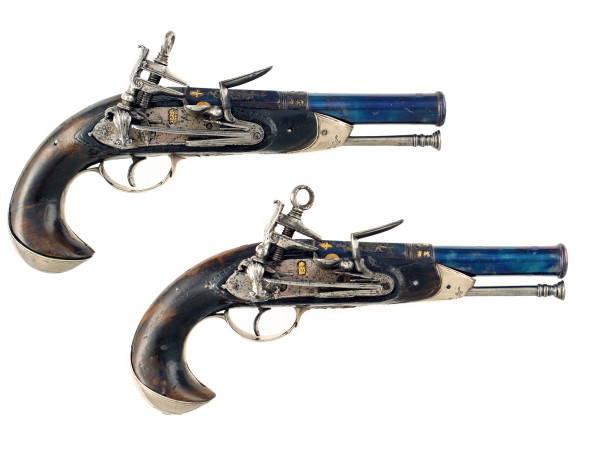 A Pair of Spanish Miquelet Lock Officers Pistols.
