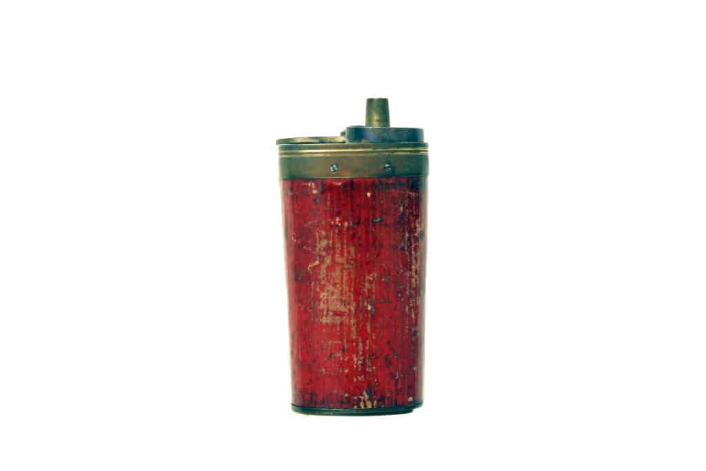 A Red Leather Duelling Pistol Flask - Image 3