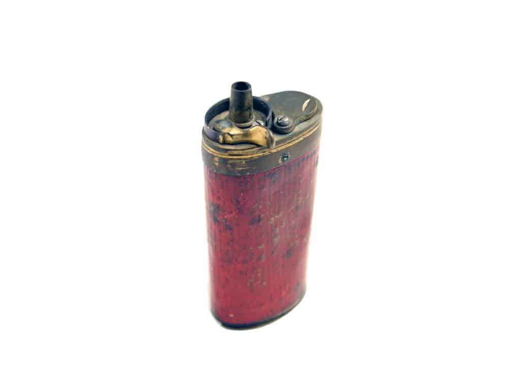 A Red Leather Duelling Pistol Flask
