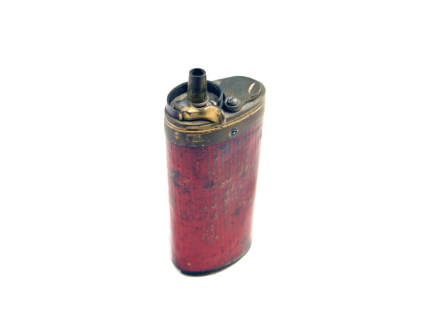 A Red Leather Duelling Pistol Flask