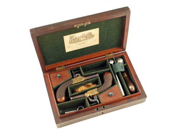 A Cased Pair of Small Percussion Pocket Pistols by Dooley of Liverpool.