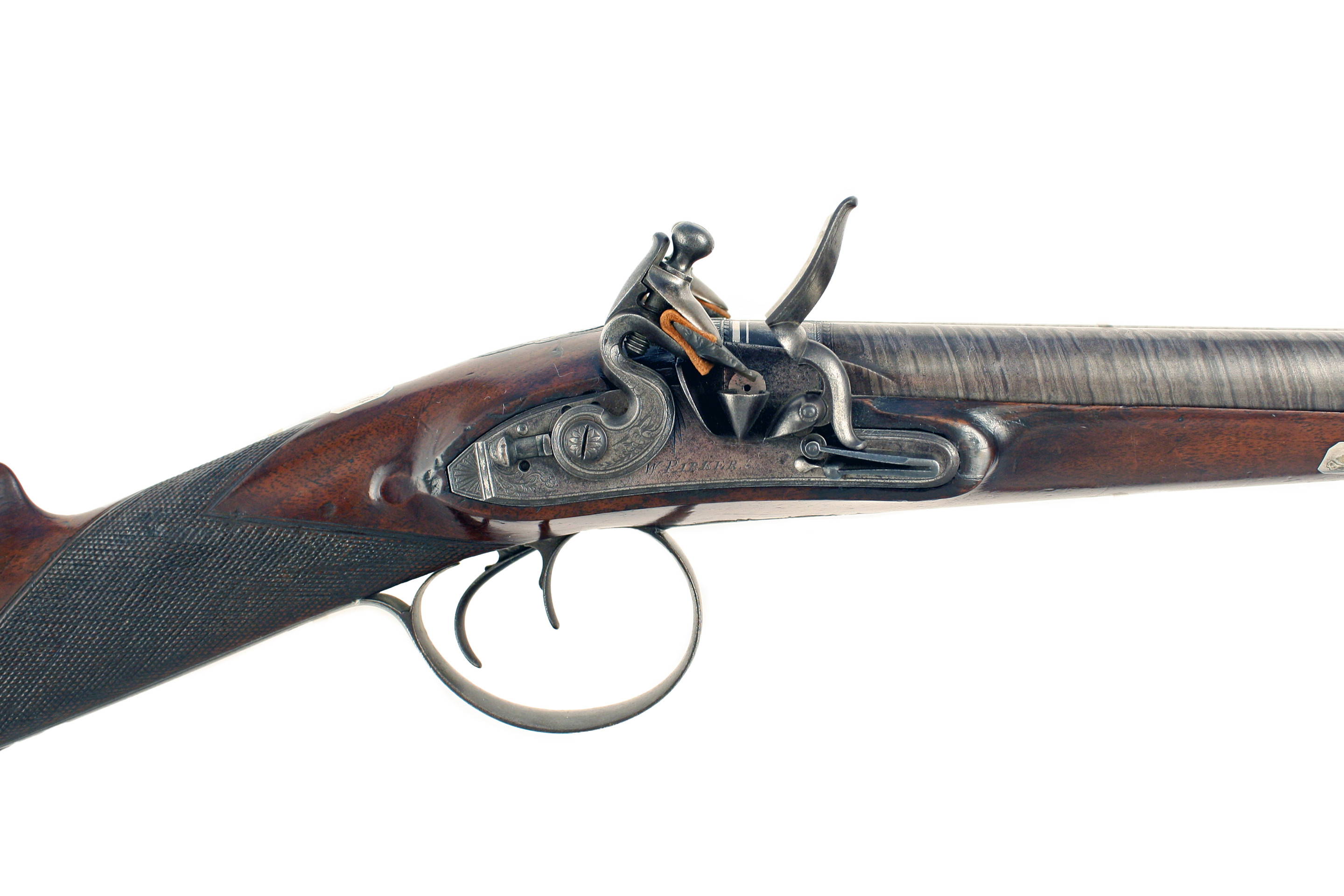 A Flintlock Double Barrel Coaching Carbine by W. Parker. - Image 5