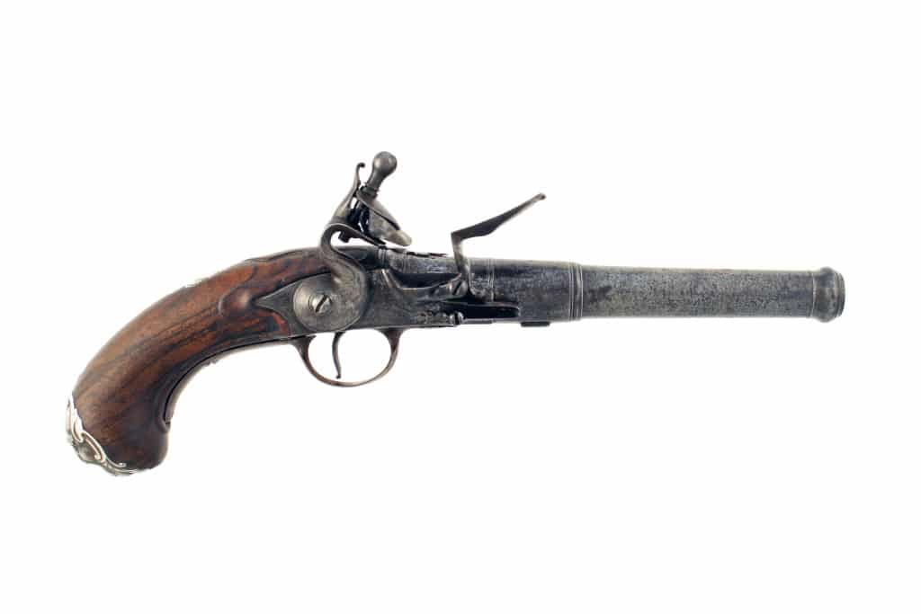 An Early Flintlock Queen Anne Pistol by Maskall of London.