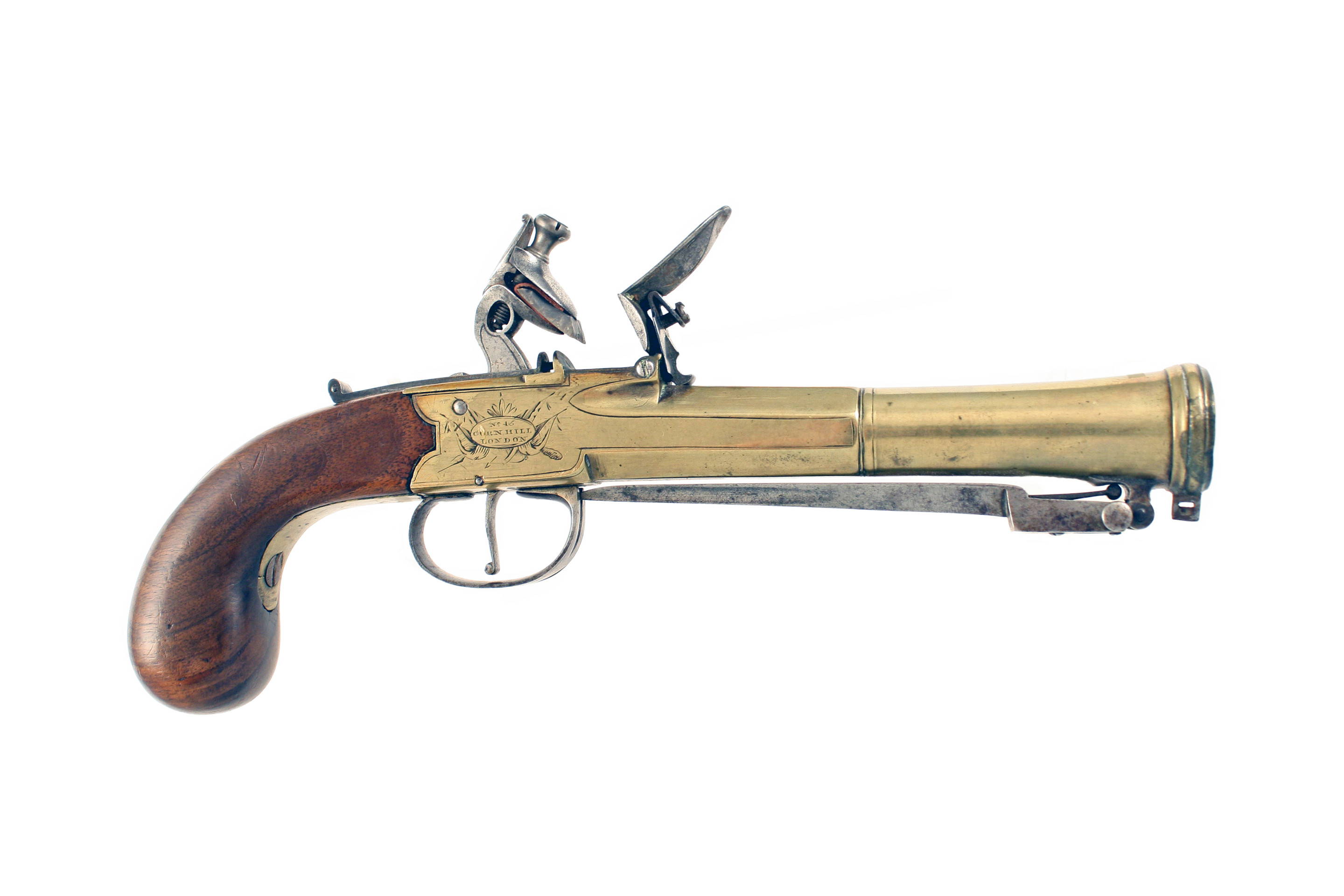 A Very Good Flintlock Blunderbuss Pistol by P. Bond