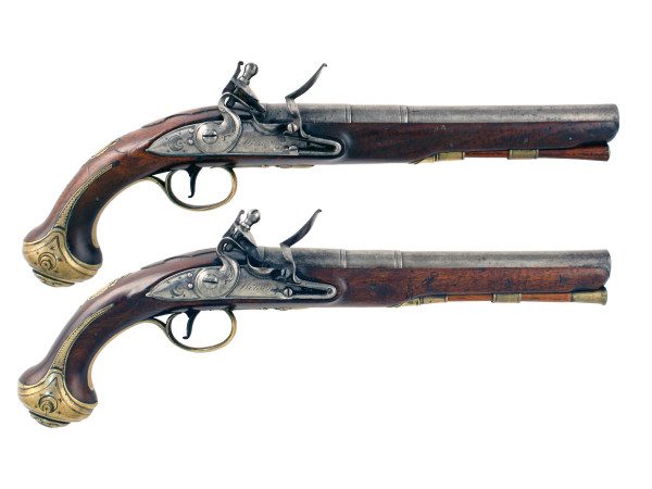 A Good Pair of Flintlock Holster Pistols by Wilson of London.