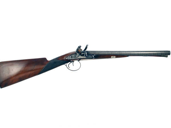 A Flintlock Double Barrel Coaching Carbine by W. Parker.
