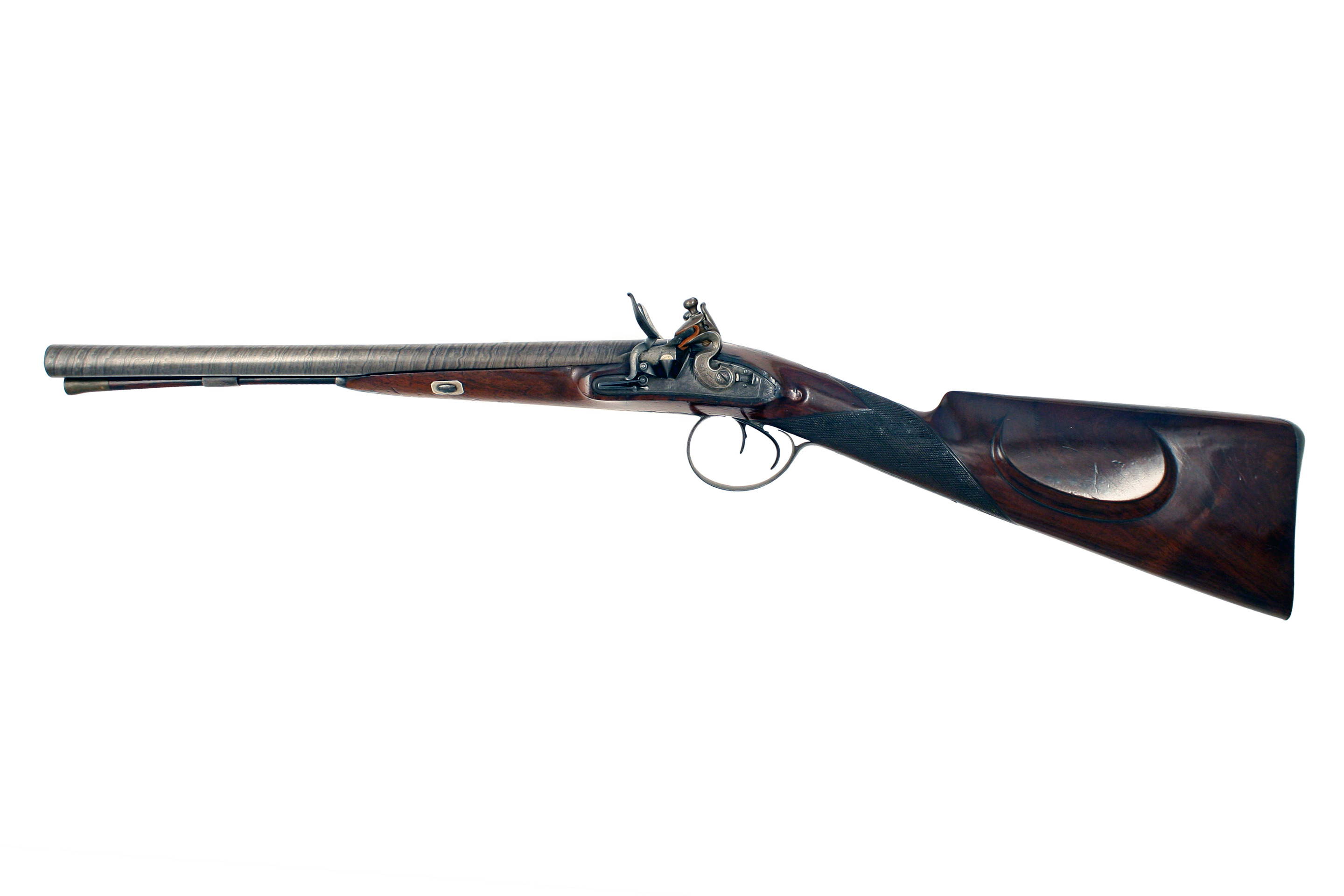 A Flintlock Double Barrel Coaching Carbine by W. Parker. - Image 4