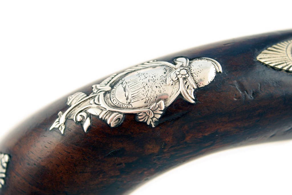 A Large Pair of Tutaneg Silver Mounted Officers Pistols. - Image 5