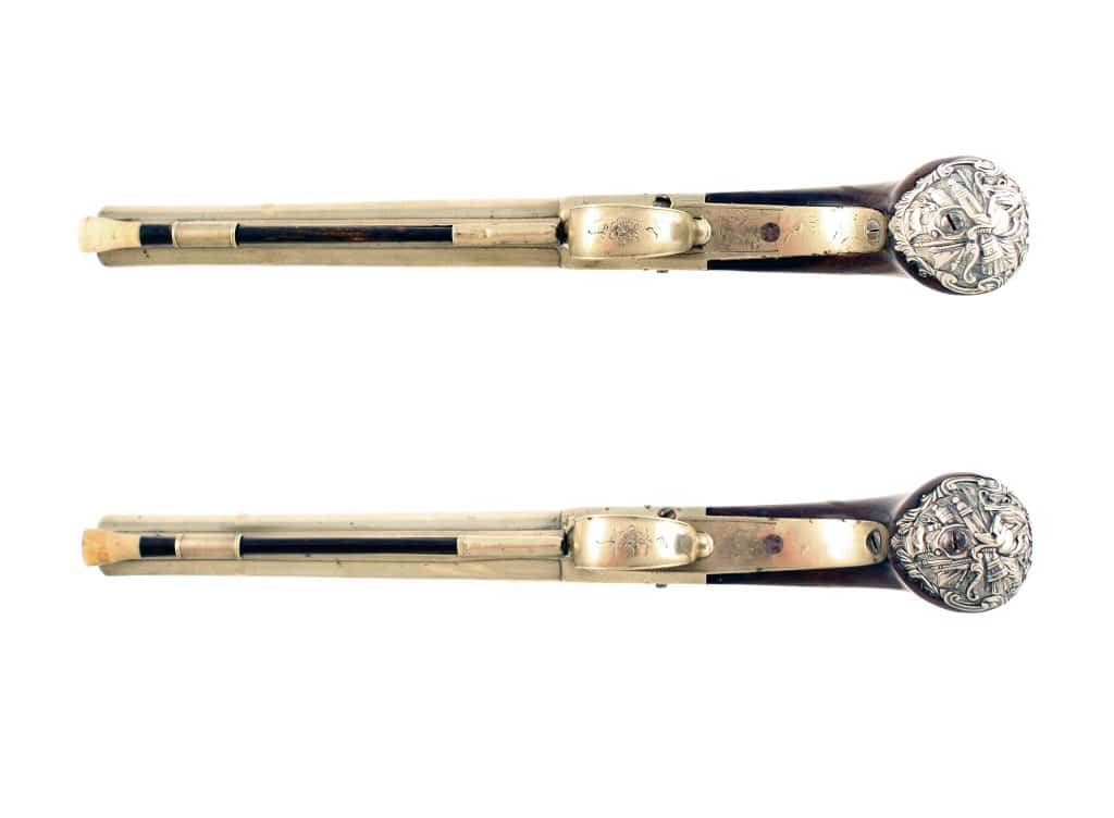A Large Pair of Tutaneg Silver Mounted Officers Pistols. - Image 6