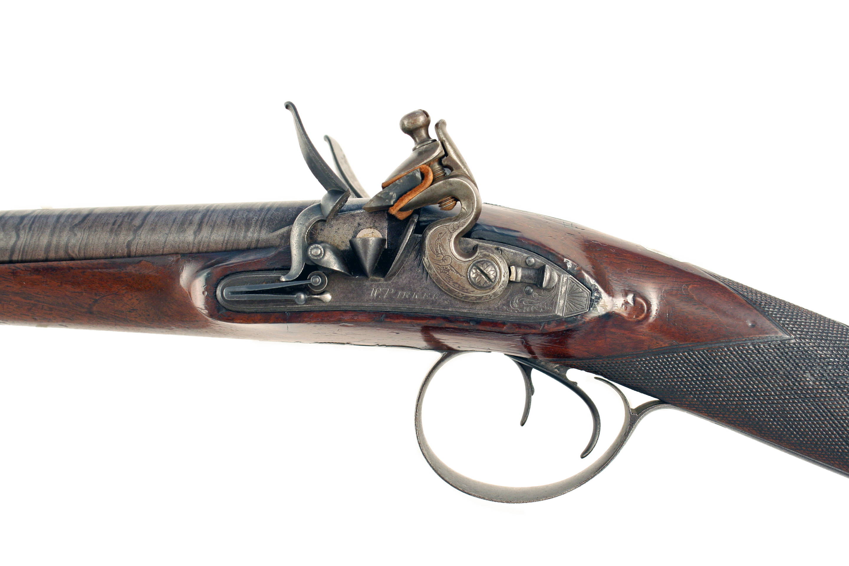 A Flintlock Double Barrel Coaching Carbine by W. Parker. - Image 6