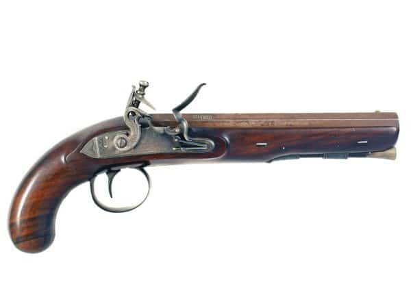 A Crisp Flintlock Officers Pistol by Henry Nock.
