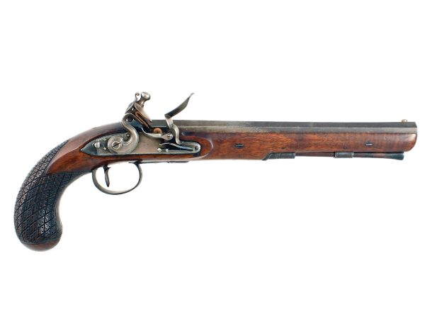 A Flintlock Duelling Pistol by Wogdon of London.