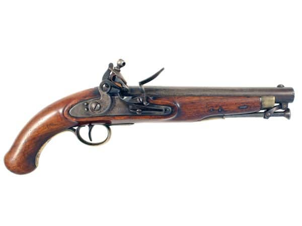A Flintlock Officers Pistol by E. Baker of London.