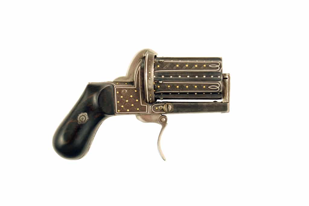 A Gold & Silver Decorated Pepperbox Revovler - Image 2