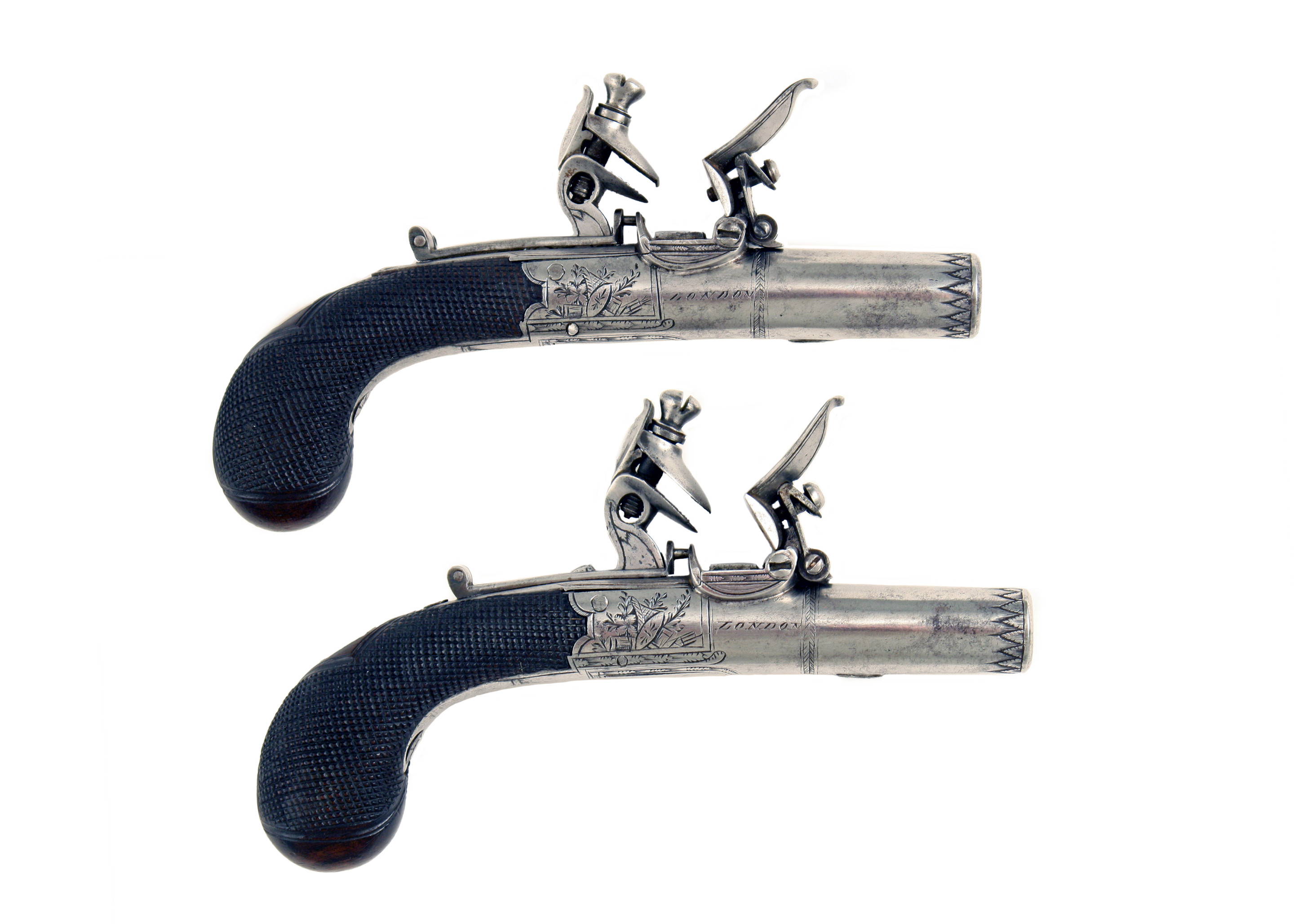 A Cased Small Pair of Round Framed Pistols. - Image 6