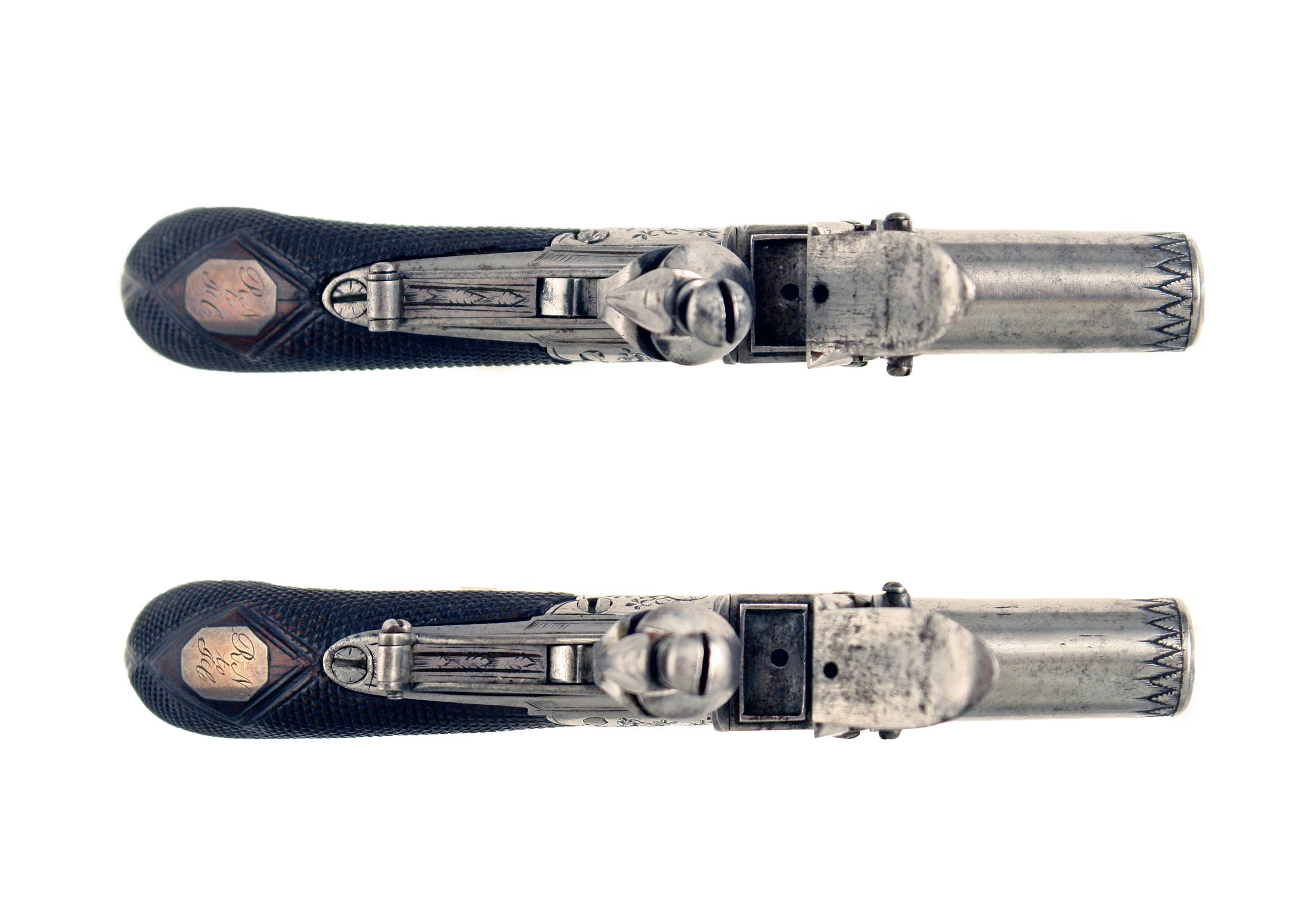 A Cased Small Pair of Round Framed Pistols. - Image 4