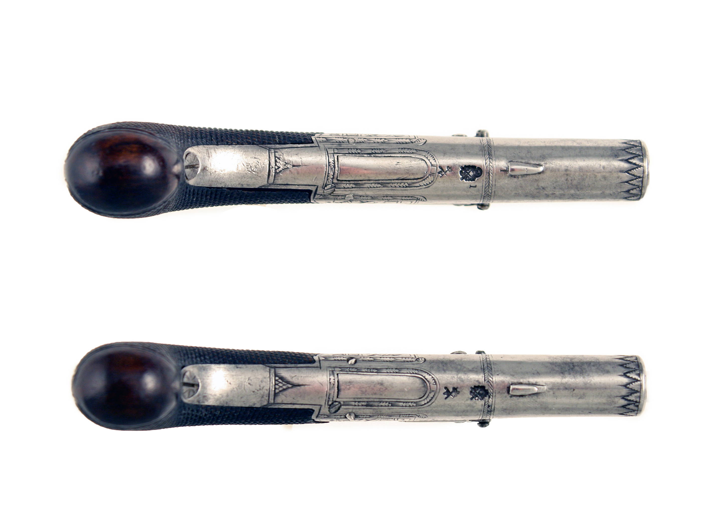 A Cased Small Pair of Round Framed Pistols. - Image 3