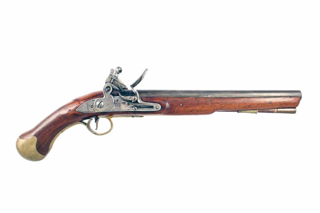 A Flintlock Long Sea Service Pistol.