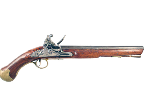 A Flintlock Long Sea Service Pistol.