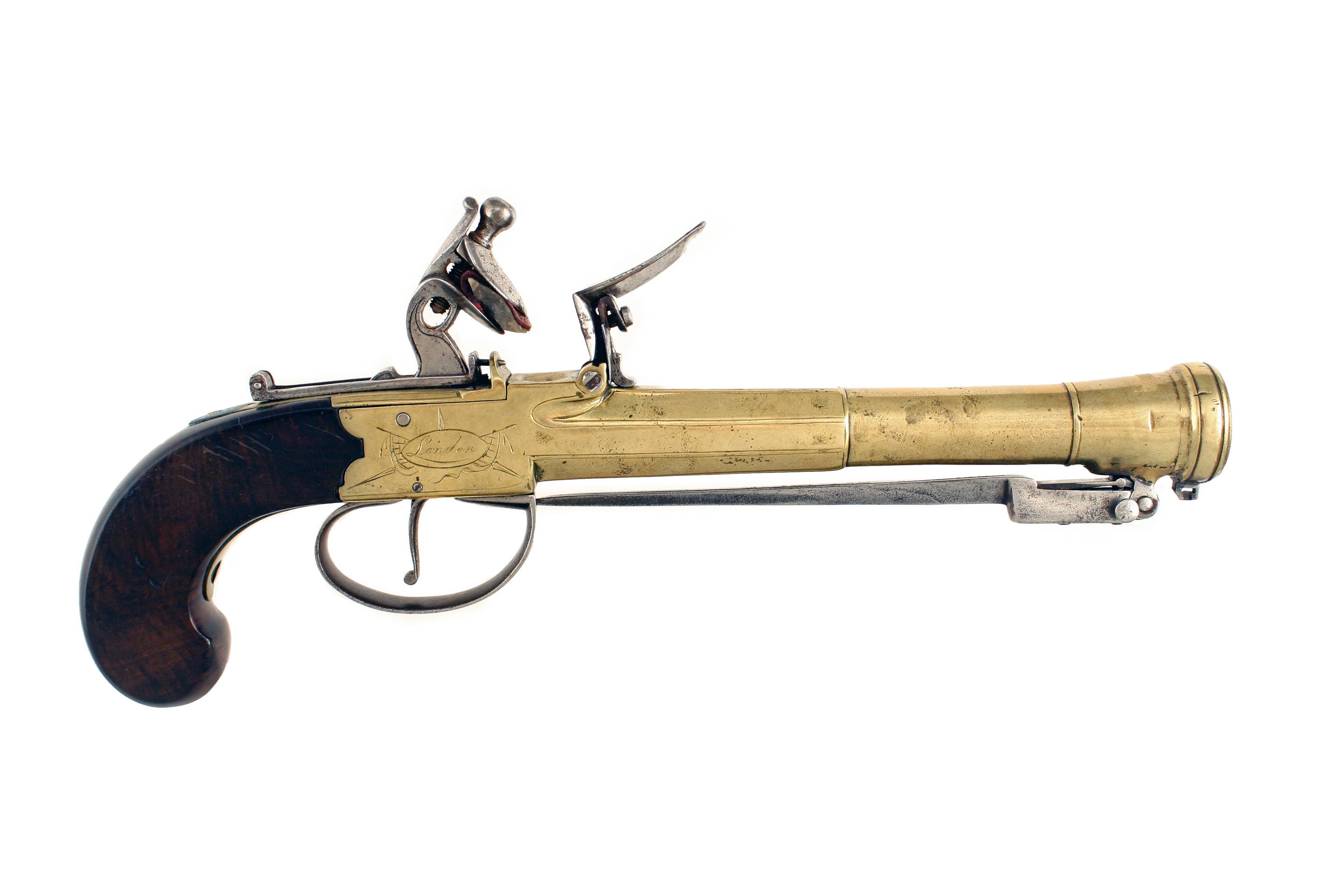 A Flintlock Blunderbuss Pistol by Oakes of London. - Image 2