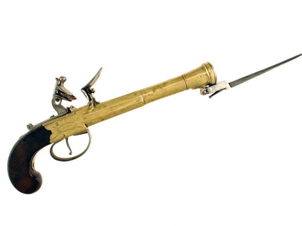 A Flintlock Blunderbuss Pistol by Oakes of London.