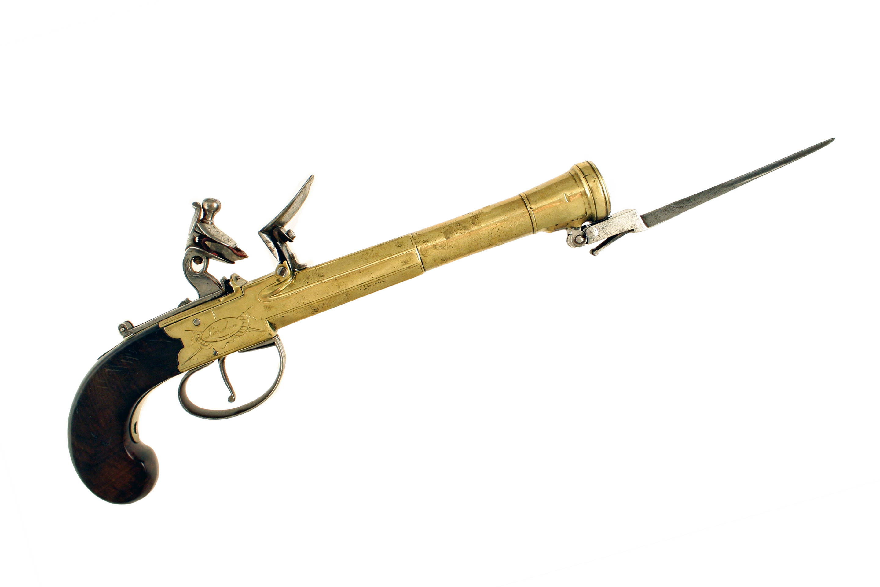 A Flintlock Blunderbuss Pistol by Oakes of London.