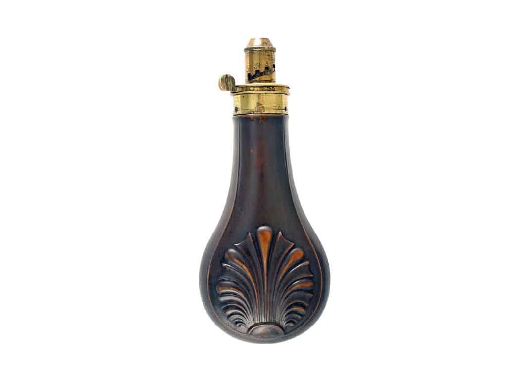 A Very Good Shell & Bush Powder Flask.