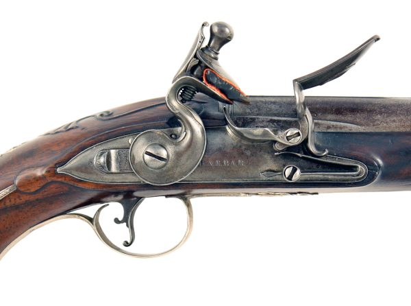 A Sleepy Pair of Silver Mounted Holster Pistols by Barbar of London. - Image 5