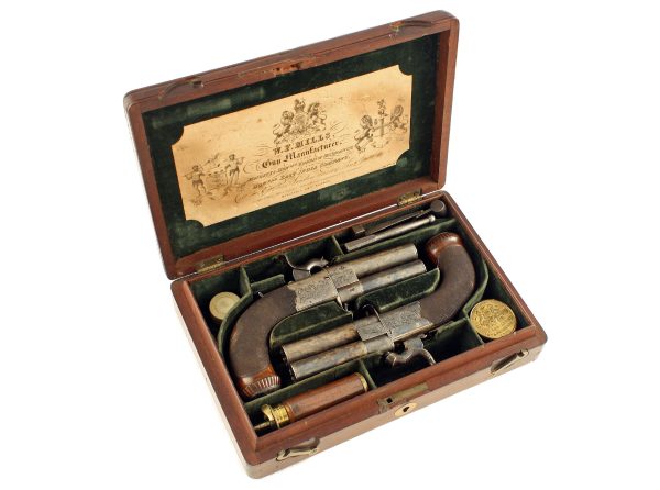 A Near Mint Cased Pair of Over and Under Pistols