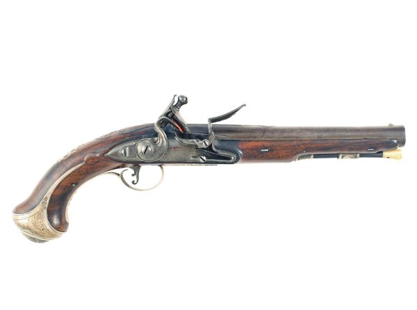 A Sleepy Pair of Silver Mounted Holster Pistols by Barbar of London. - Image 7
