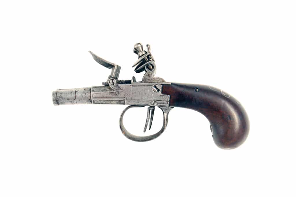 A Double Barrel Flintlock Pistol engraved Farmer, London. - Image 3