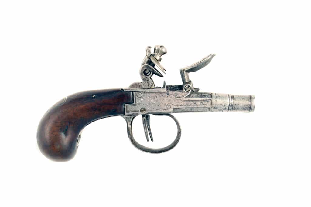A Double Barrel Flintlock Pistol engraved Farmer, London. - Image 4