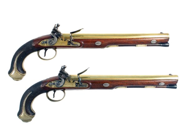 An Outstanding Pair of Flintlock Officers Pistols by Knubley of London.